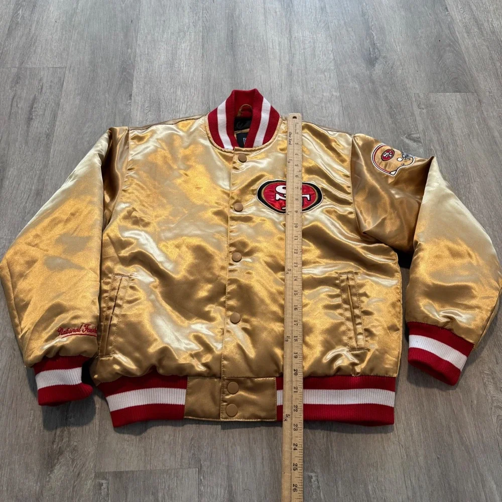 NFL San Francisco 49ers Satin Varsity Jacket Gold youth XL Forty Niners Bomber
